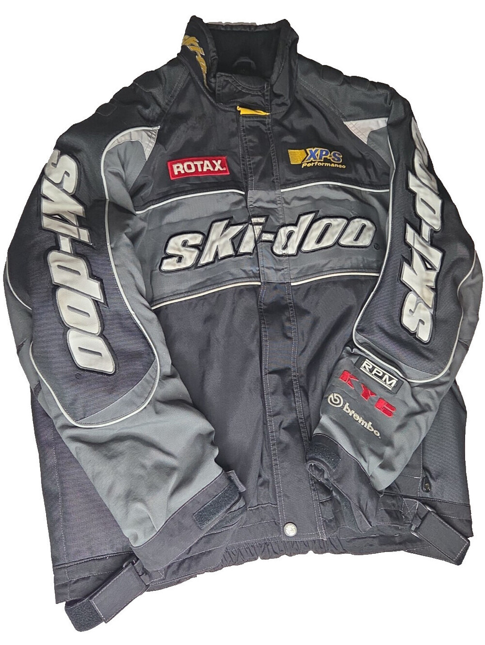 Vintage Y2K Ski-Doo X-Team RPM Snowmobile Jacket 2XL Rotax BRP Black Gray